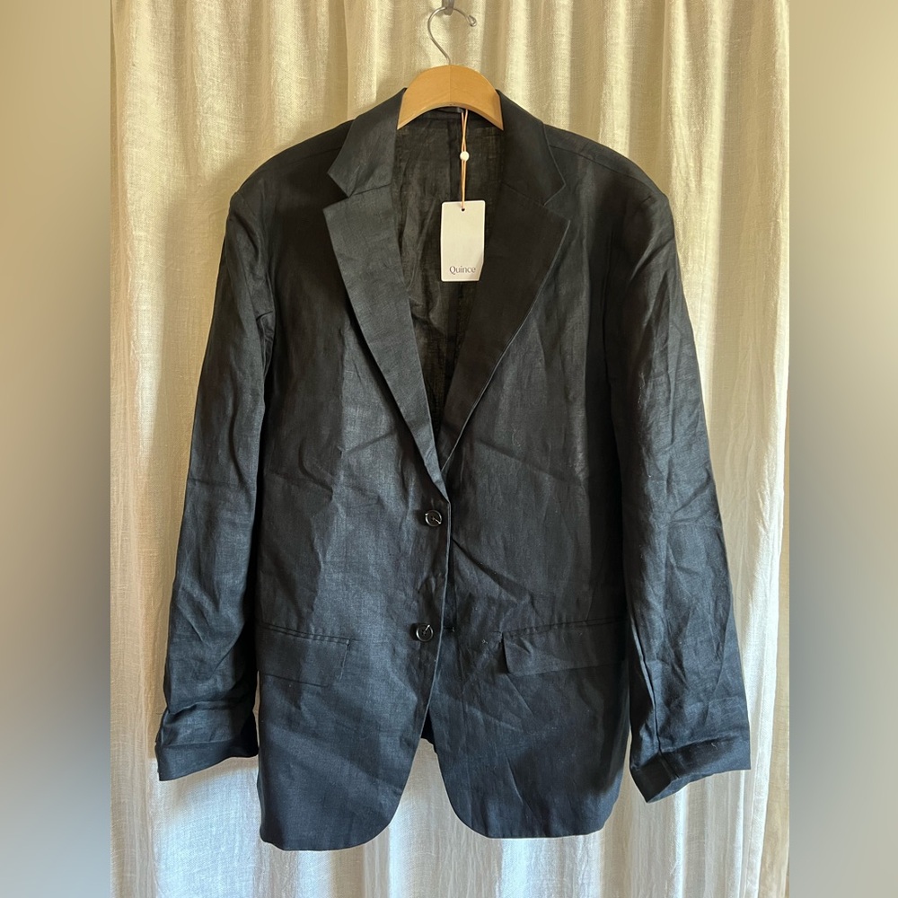 Quince Black Linen Blazer XL